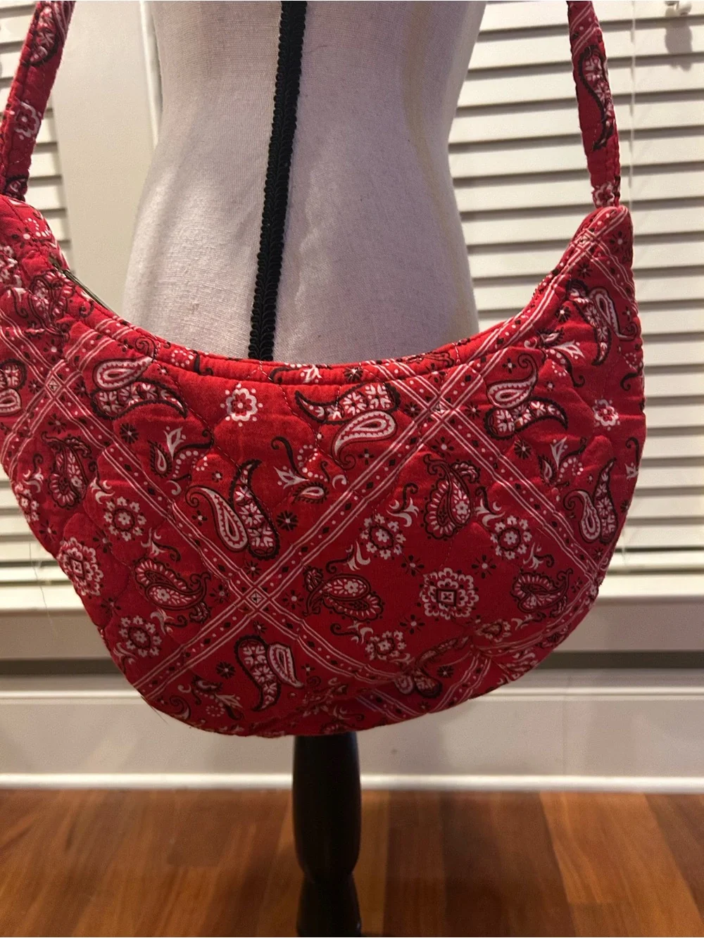 Quilted Red Paisley Shoulder Bag